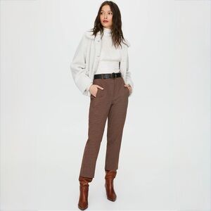 Wilfred Brown Micro Check Tie Waist Cropped Trousers 0